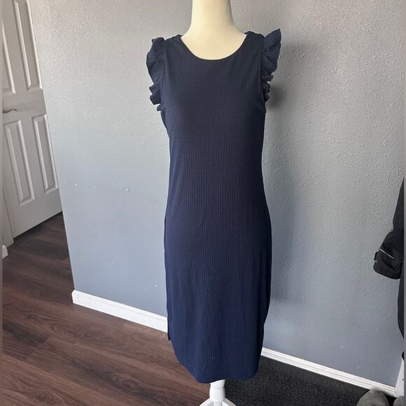 Maurices Midi Dress Women Medium Ribbed Flutter Sleeve Casual Comfortable - Picture 1 of 7